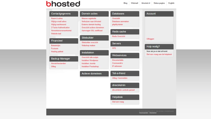bhosted control panel