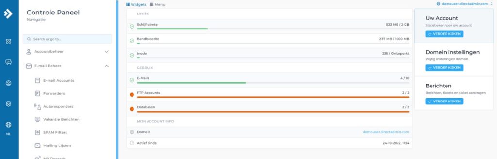 control panel directadmin site.nl review