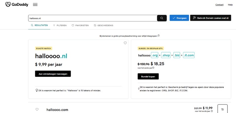 godaddy domeinnaam registratie