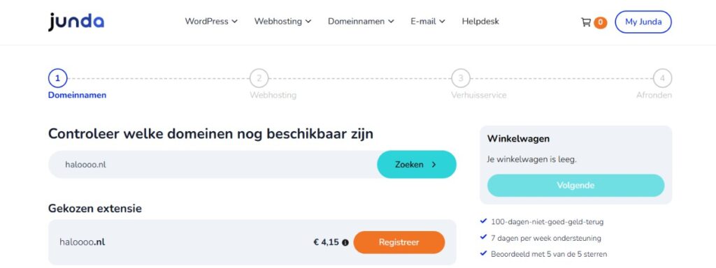 junda domeinnaam registreren