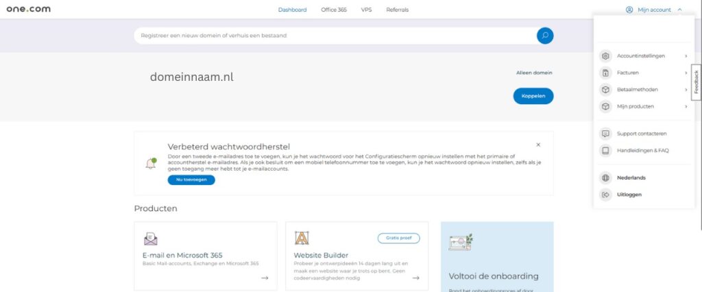 one.com klantenomgeving