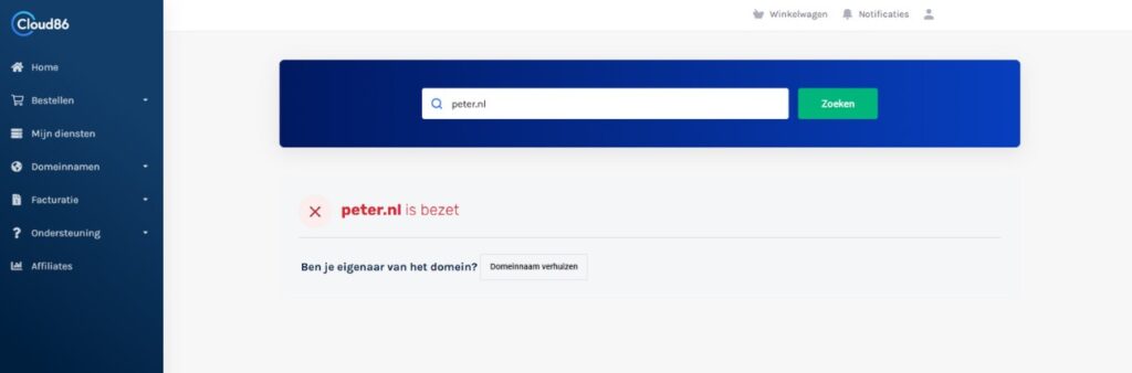 voorbeeld domeinnaam bezet