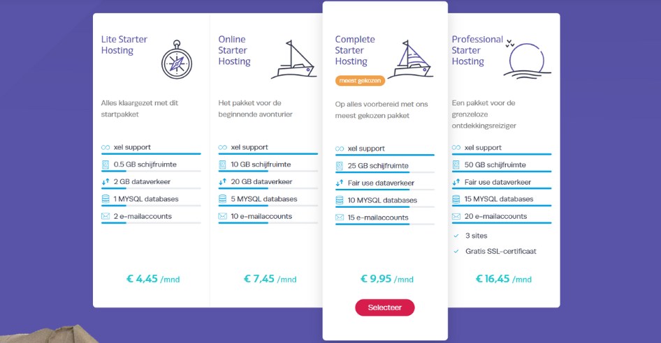webhosting pakketten xel