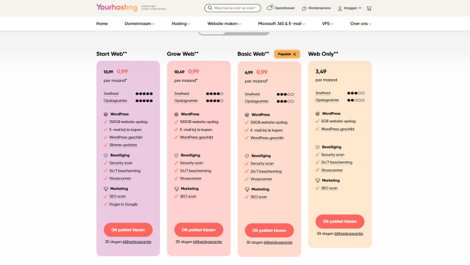 webhostingpakketten bij yourhosting